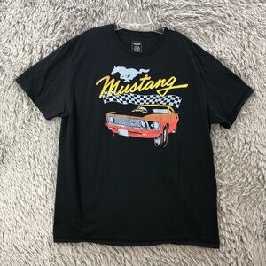 Ford Tshirt Unisex 2X Mustang Logo Spellout Graphic Black Short Sleeve Shirt